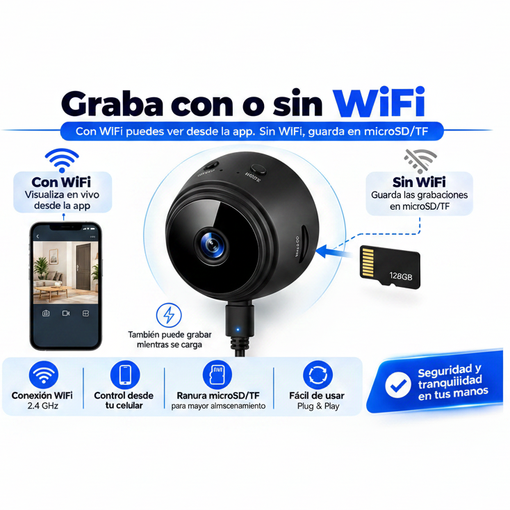 Pack 2 Mini Cámaras Espía WiFi A9 – Vigilancia HD Interior