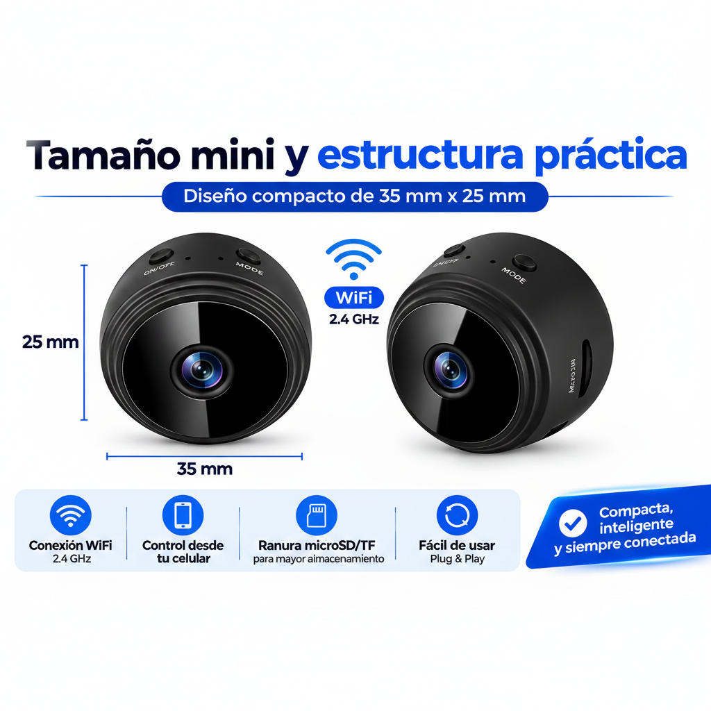 Pack 2 Mini Cámaras Espía WiFi A9 – Vigilancia HD Interior