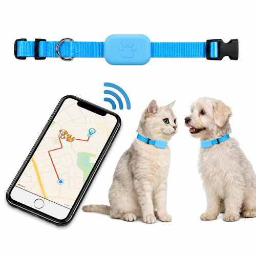 Collar Rastreador Gps Perro - Gato Airtag - Solo Apple iOS (Color Celeste)