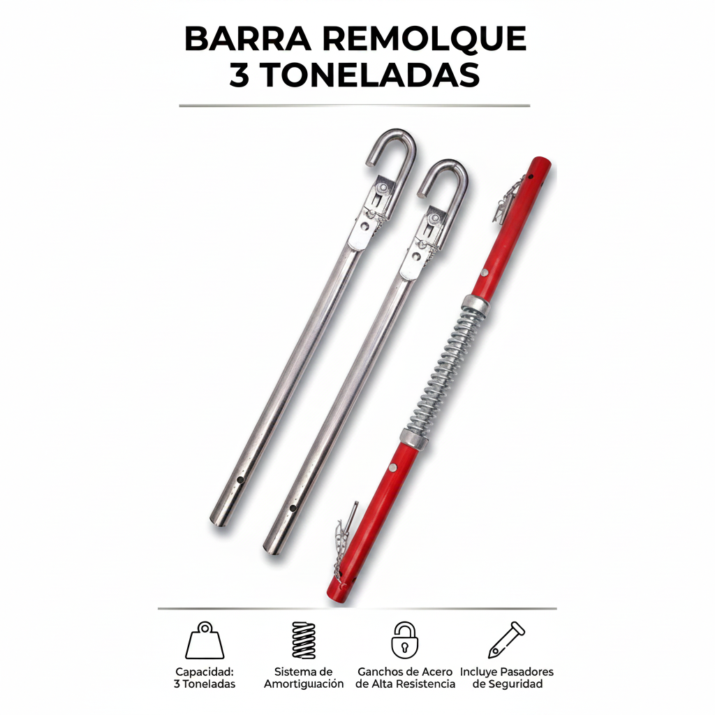 PREVENTA - Barra de Remolque Rígida de Alta Resistencia para Vehículos (3 Toneladas)