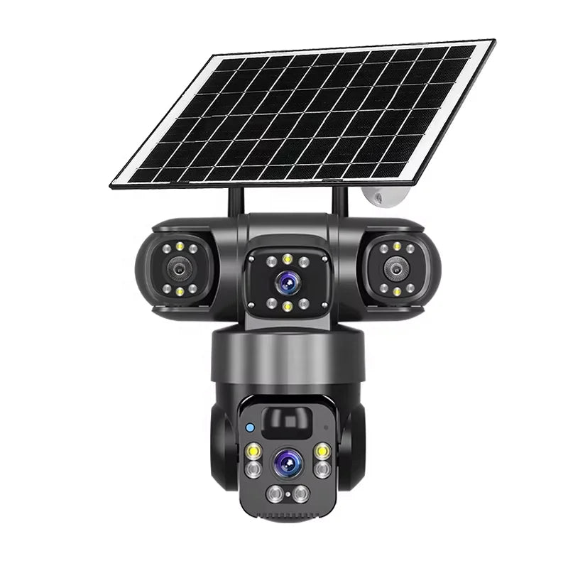Cámara solar WiFi de 3 lentes vista frontal