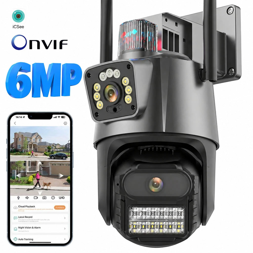 Cámara de seguridad WiFi exterior doble lente con vista en la app