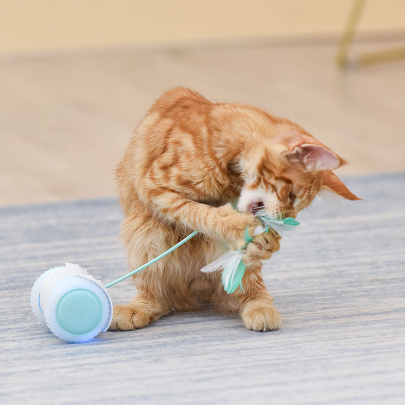 Juguete Automático para Gatos con Control Remoto, LED y Pluma