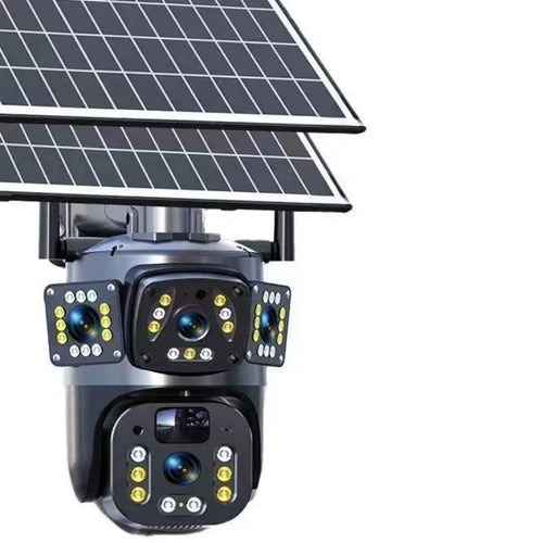 Cámara de seguridad solar WiFi de 3 lentes con doble panel solar