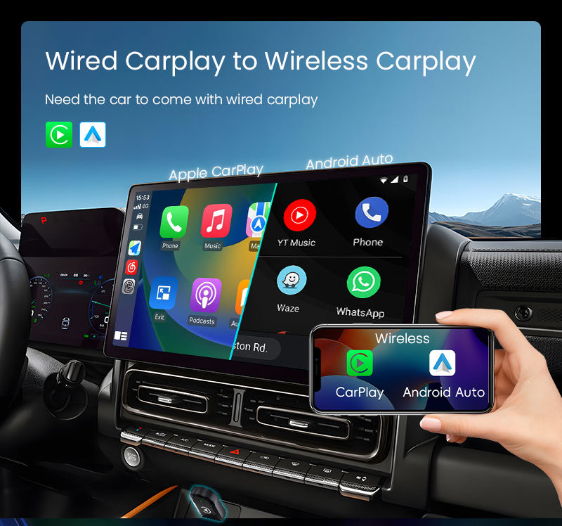 Adaptador CarPlay y Android Auto Inalámbrico 2 En 1 WiFi 6