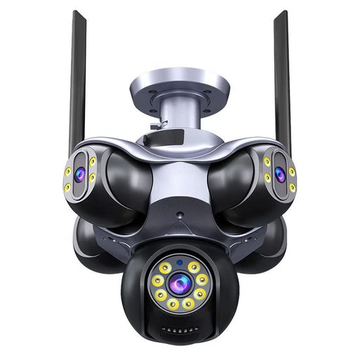 Cámara de seguridad WiFi de 5 lentes con antenas
