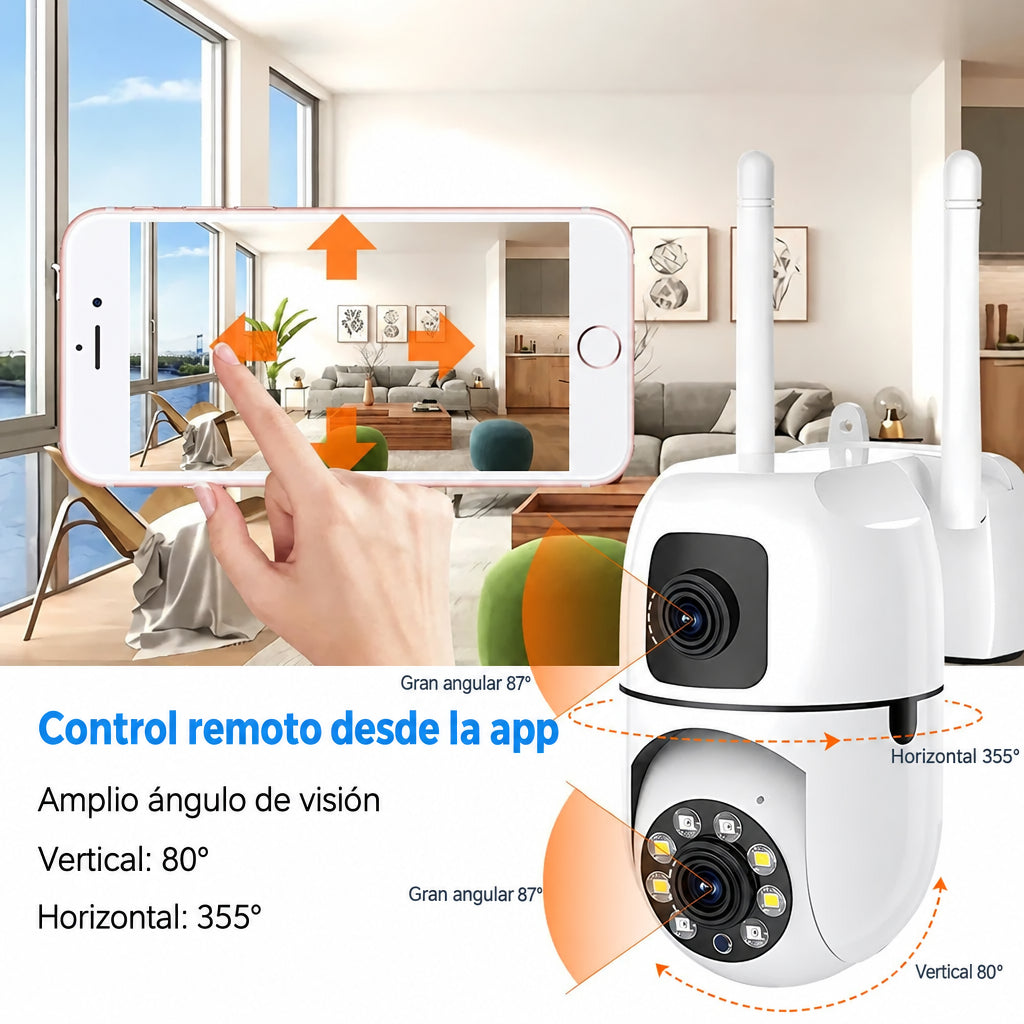 Control remoto desde la app con giro de 355° horizontal y 80° vertical