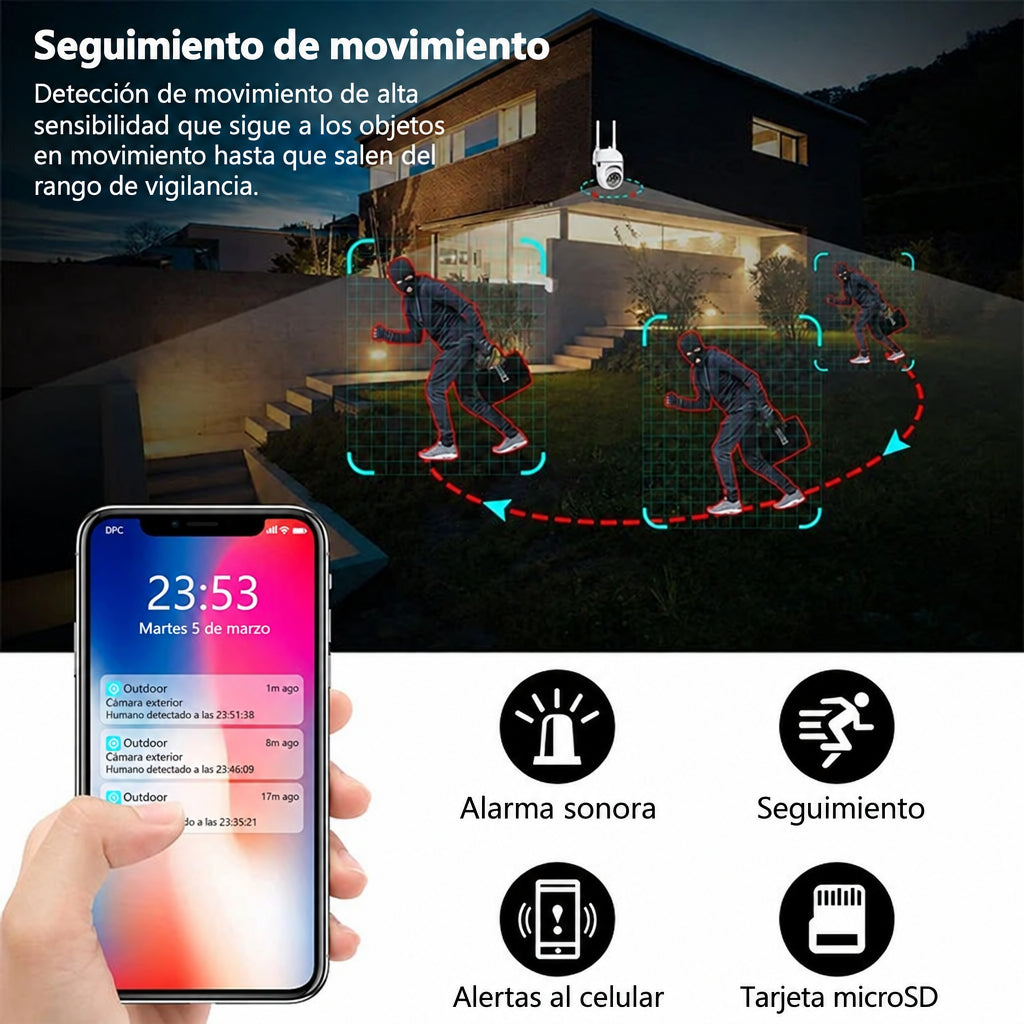 Seguimiento automático de movimiento con alerta al celular
