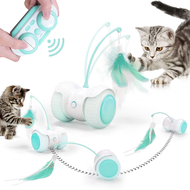 Juguete Automático para Gatos con Control Remoto, LED y Pluma