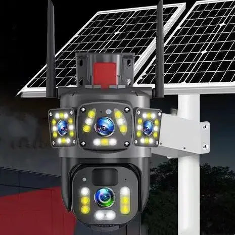 Cámara solar instalada en poste de noche