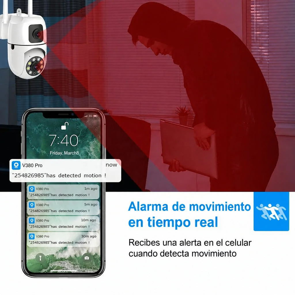 Alarma de movimiento en tiempo real con notificación al celular
