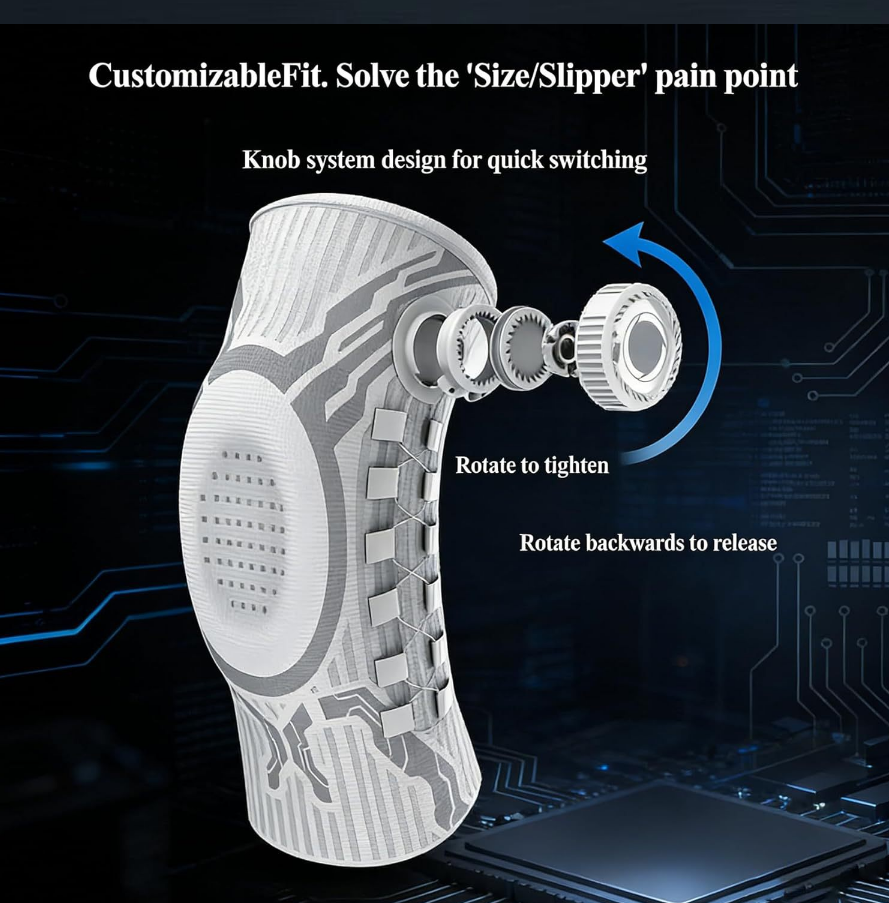 Rodillera Deportiva con Dial Knob y Soporte Lateral con Resorte