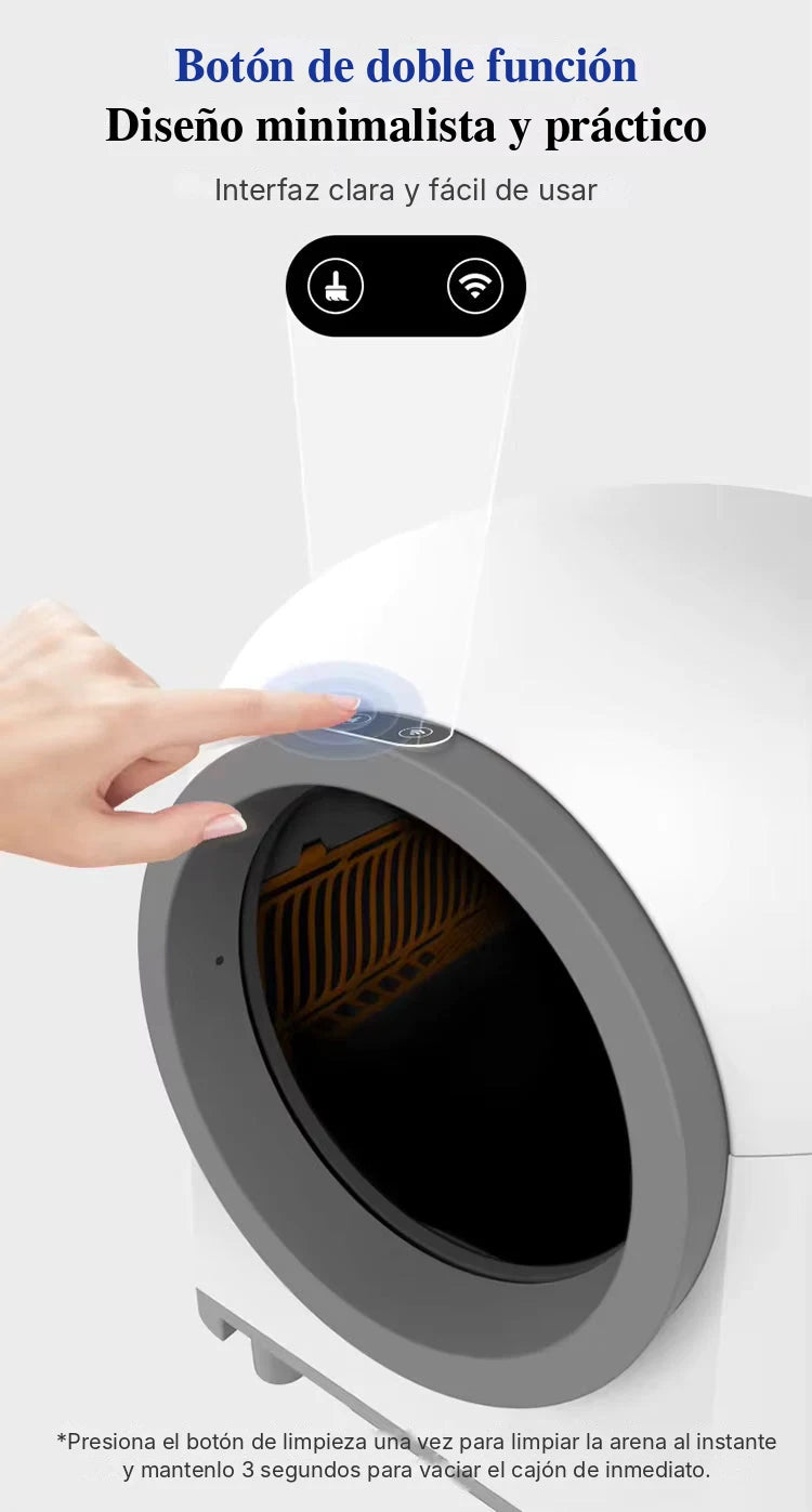 Botón de doble función del arenero autolimpiable: limpieza y WiFi
