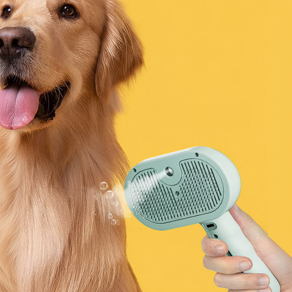 Peine de Vapor Eléctrico para Mascotas – Desenreda, Limpia y Masajea