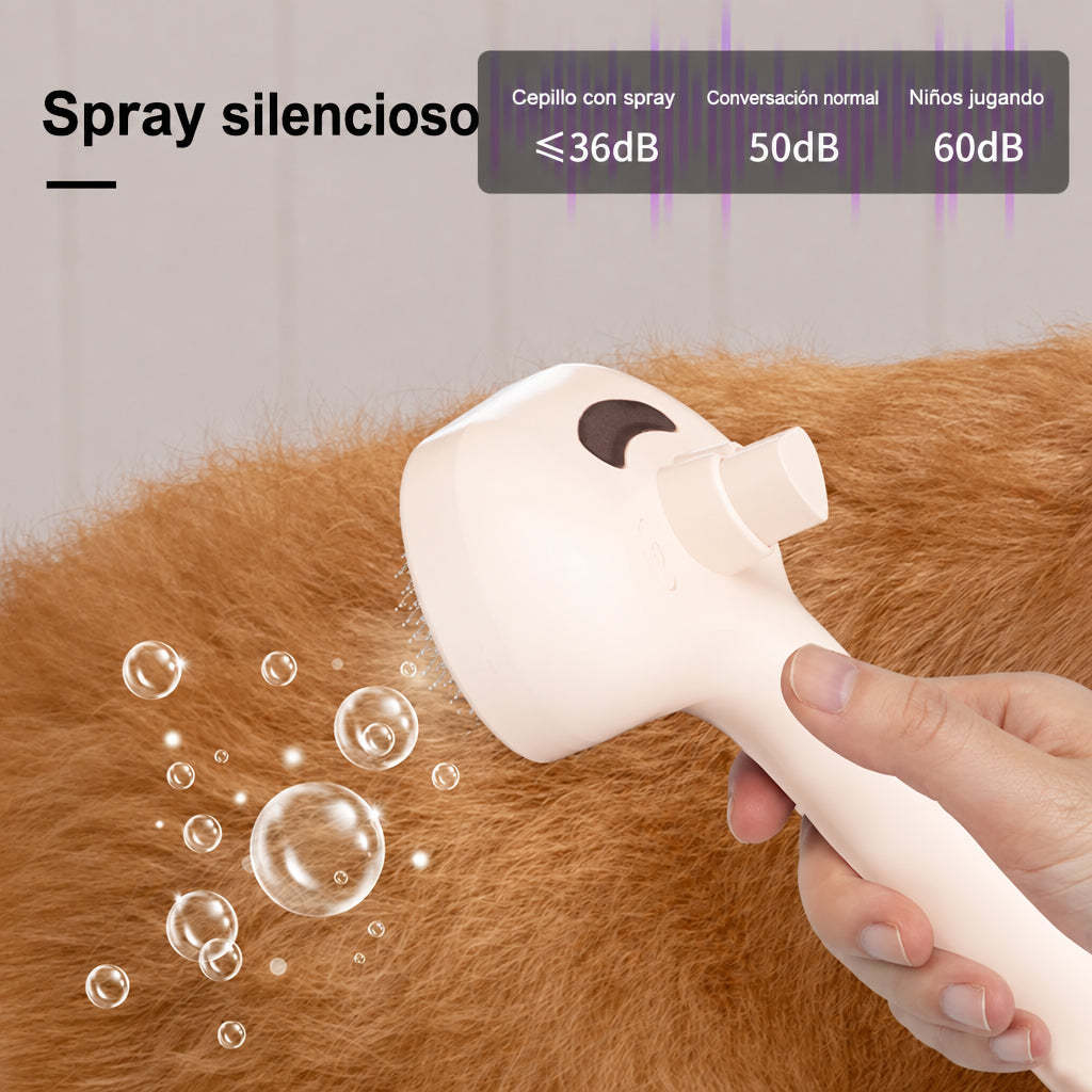 Cepillo con spray silencioso para gatos: menos de 36 dB, más bajo que una conversación normal