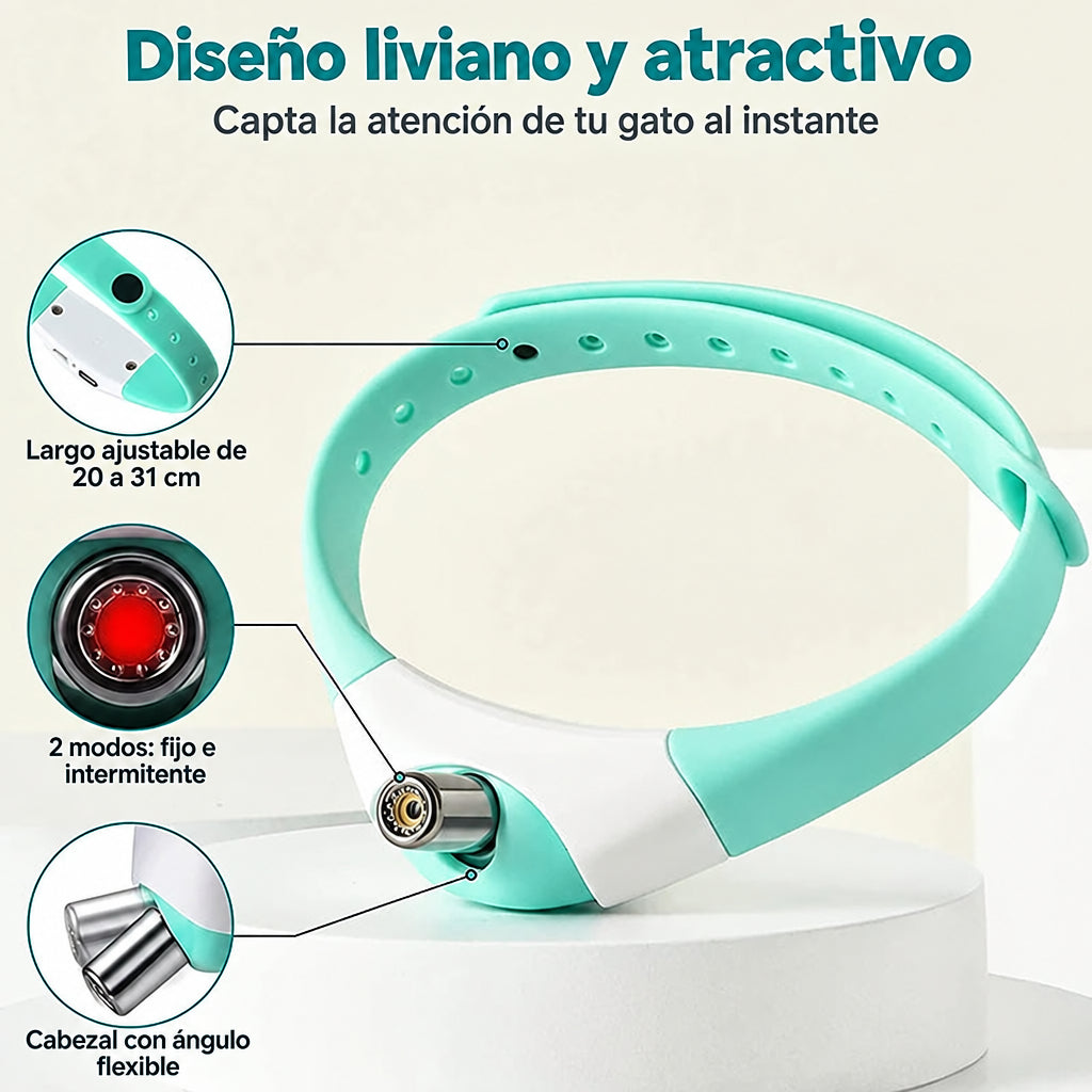 Collar láser para gatos ajustable de 20 a 31 cm con 2 modos de luz y cabezal flexible