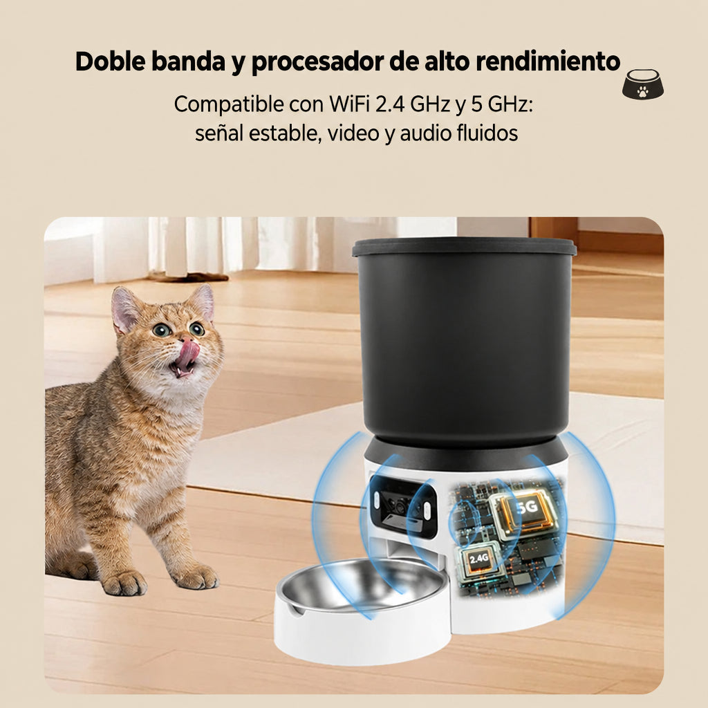 Comedero automático 4 L compatible con WiFi 2.4 GHz y 5 GHz, video y audio fluidos