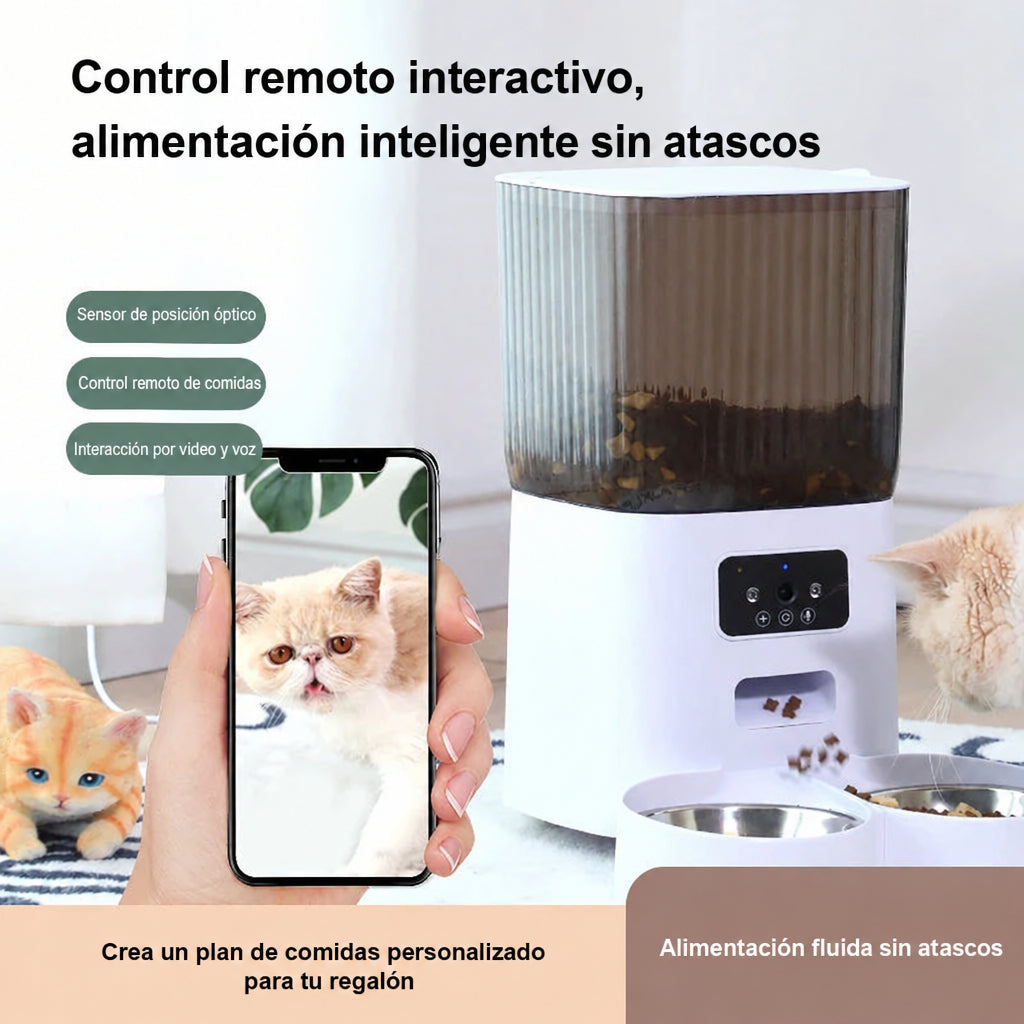 Comedero inteligente 5 L con control remoto, sensor óptico e interacción por video y voz