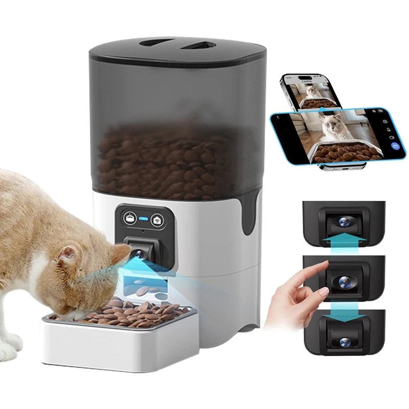 Comedero automático con cámara 6 L para gatos y perros, con vista en el celular
