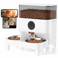 Comedero automático doble para 2 gatos con platos de acero inoxidable y app