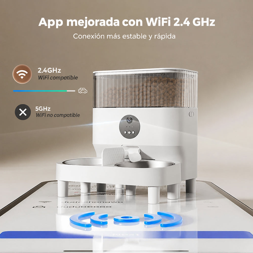 Comedero automático doble para 2 gatos compatible con WiFi 2.4 GHz
