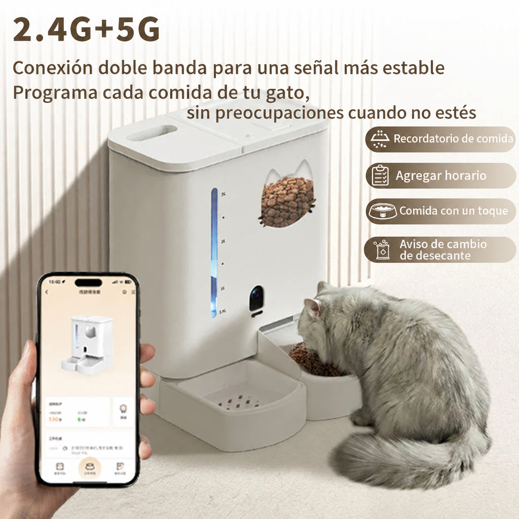 Programa las comidas de tu gato desde la app con el comedero y bebedero 2 en 1