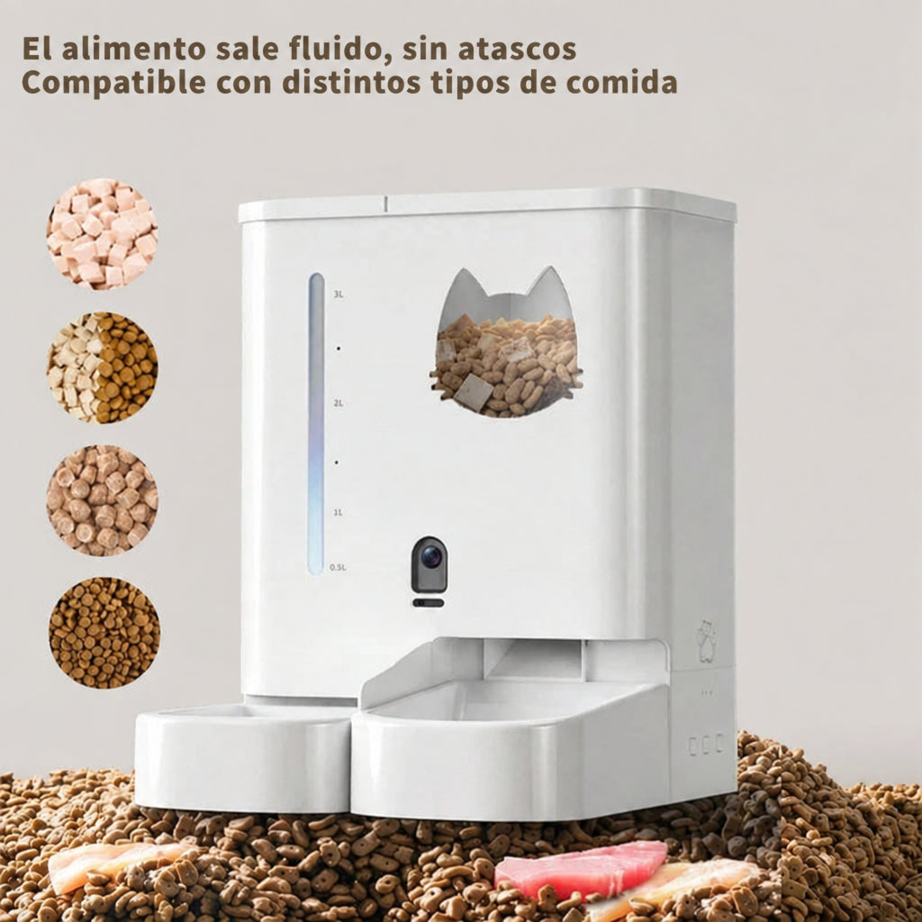 Comedero y bebedero automático 2 en 1 con cámara HD, compatible con distintos alimentos