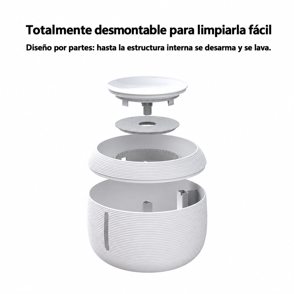 Fuente de agua para gatos 2,5 L desmontable por piezas para limpiarla fácil