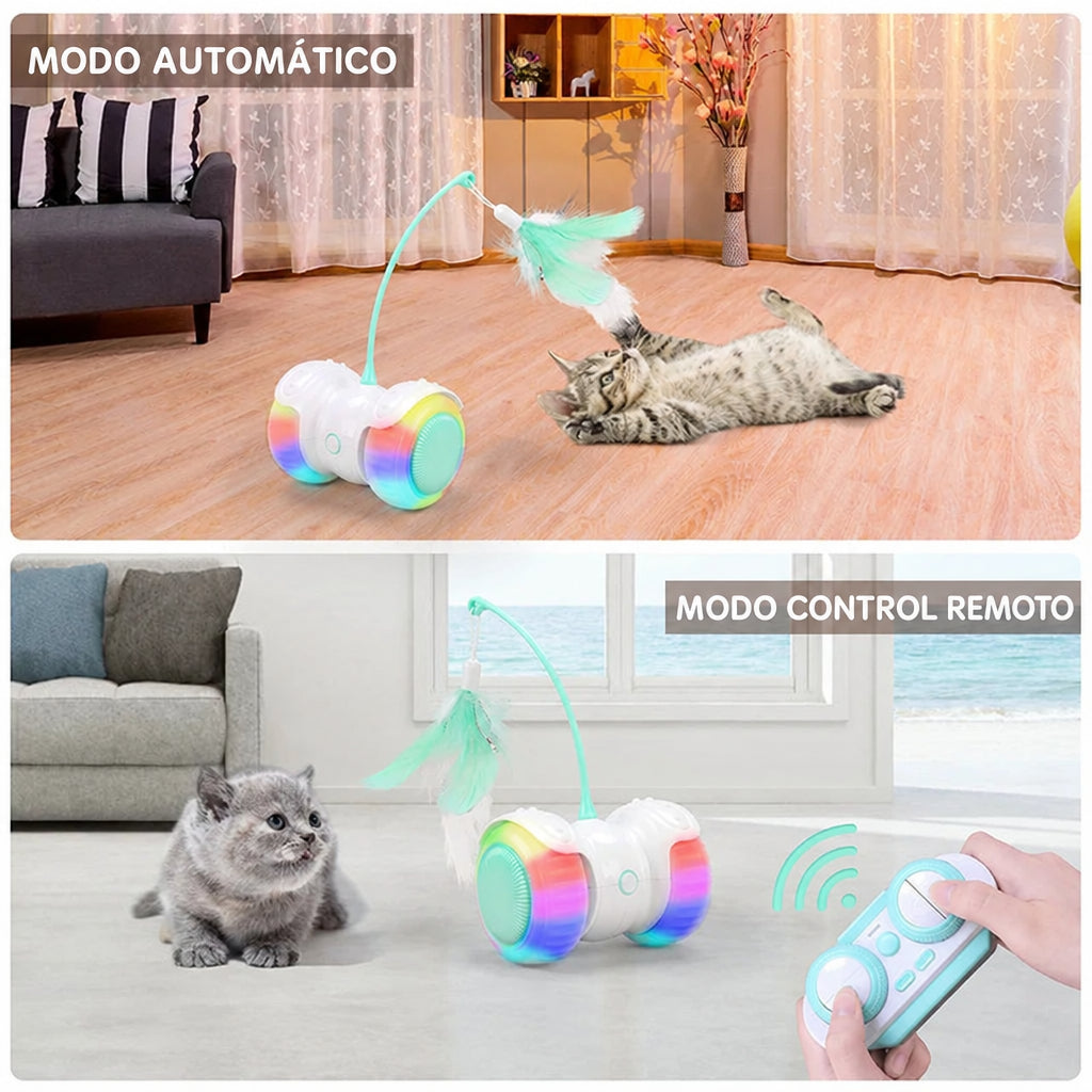 Juguete para gatos con modo automático y modo control remoto, con luces LED